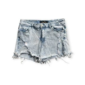 Indigo Rein acid washed distressed denim shorts